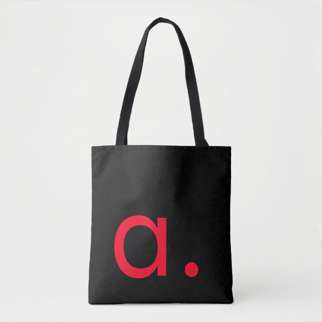 Black White Red Monogram Initial Letter Modern  Tote Bag (Front)