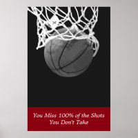 Black White Red Motivational Basketball Sport