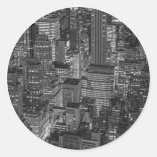 Black White Red New York City Skyline Classic Round Sticker