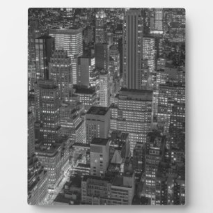 Black White Red New York City Skyline Plaque
