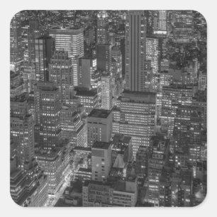 Black White Red New York City Skyline Square Sticker