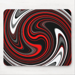 Black White Red Paint Swirl Mouse Mat