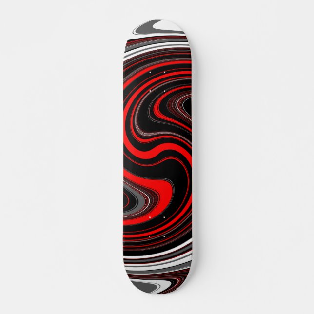 Black White Red Paint Swirl Skateboard (Front)