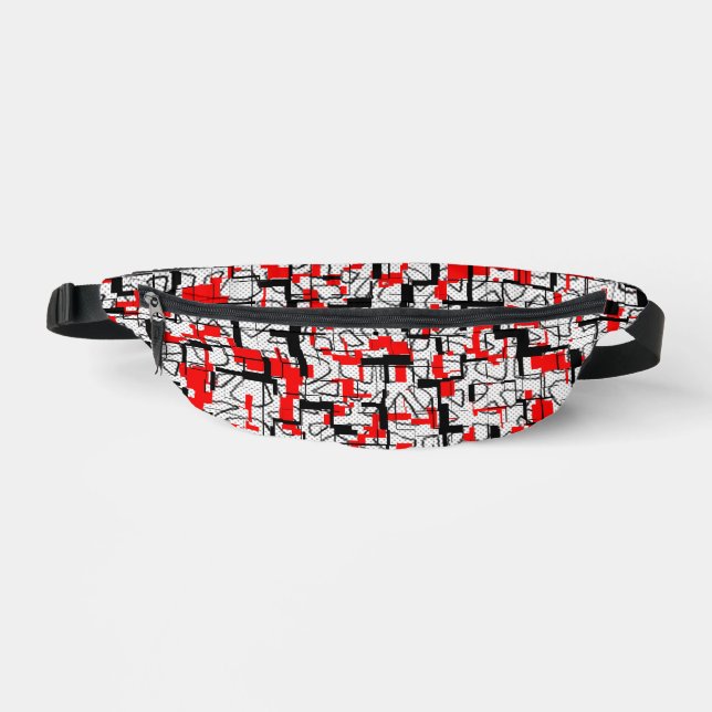 Black White Red Pattern  Bum Bags (Front)