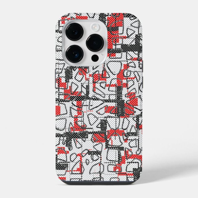 Black White Red Pattern  iPhone Case (Back)