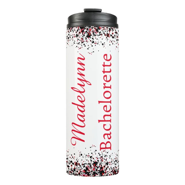 Black & White & Red Personalised Bridesmaid Thermal Tumbler (Front)