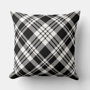 Black/White Red Plaid Reversible Pillow