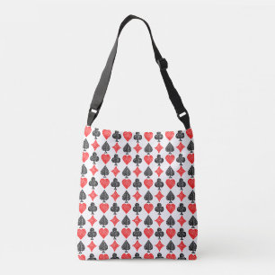 Black/White/Red Playing Card All Symbols Lino Cut Crossbody Bag