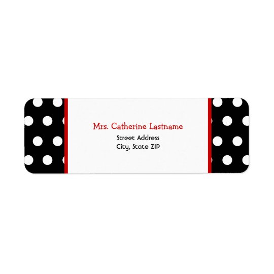 Black White & Red Polka Dot Address Label Sticker