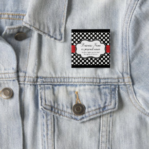 Black White Red Polka Dot Retro Cute Consultant 15 Cm Square Badge
