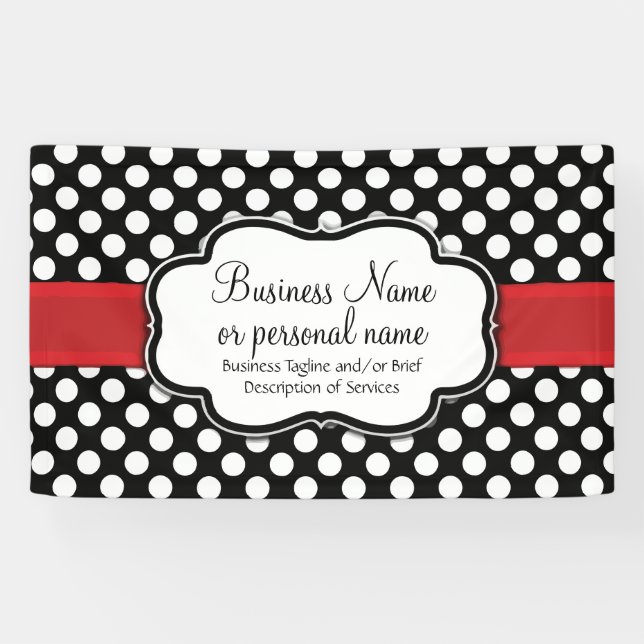 Black White Red Polka Dot Retro Cute Consultant Banner (Horizontal)