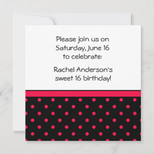 Black White Red Polka Dots Party Invite