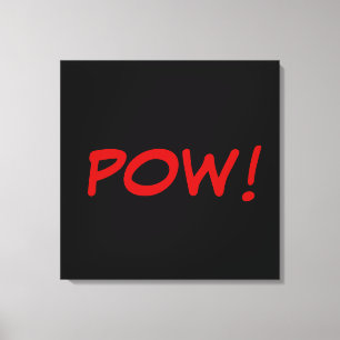 Black White Red Pow! Comic Graphic Retro Vintage Canvas Print