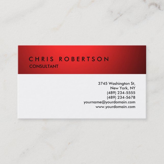 Black White Red Professional Business Card (Front)