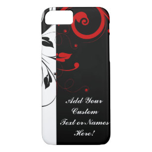 Black White Red Reverse Swirl Personalised iPhone 8/7 Case