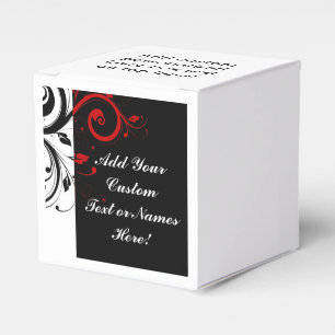 Black White Red Reverse Swirl Personalised Favour Box