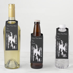 Black White Red Riding Hood Wolf Trees Bird Bottle Tag
