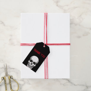 black white red skull halloween favour tags