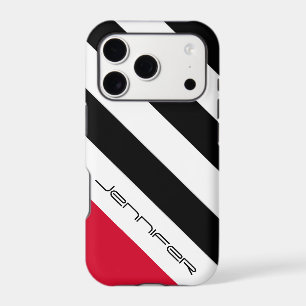 Black/White/Red Stripe Personalised Name