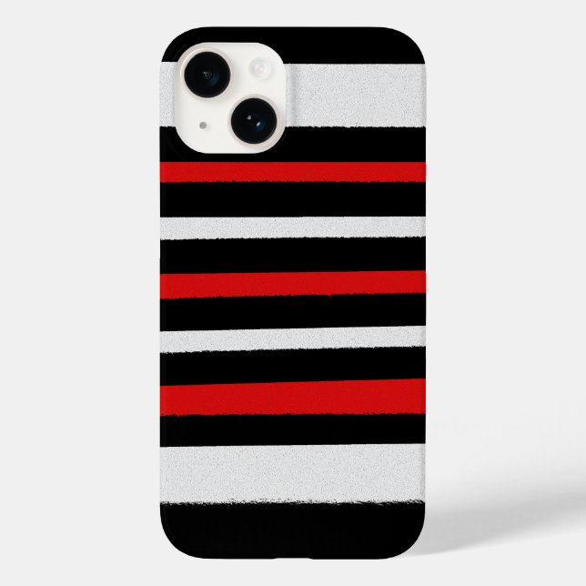 Black White Red Stripes Cool Simple Patterns Case-Mate iPhone Case (Back)