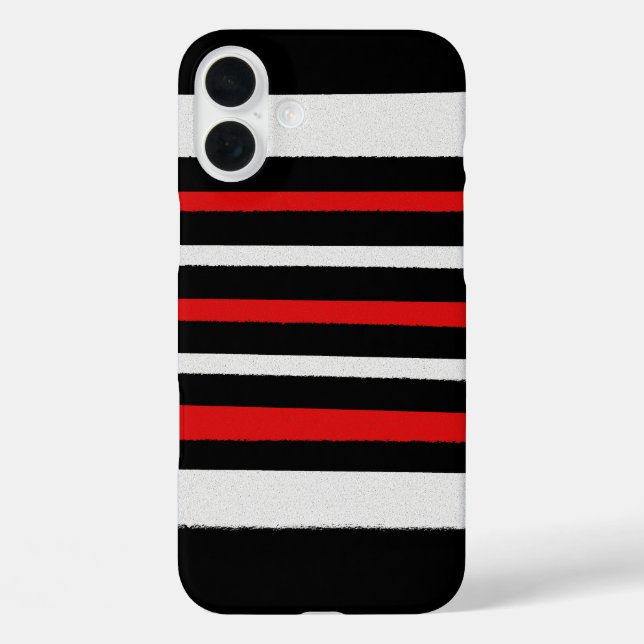 Black White Red Stripes Cool Simple Patterns Case-Mate iPhone Case (Back)