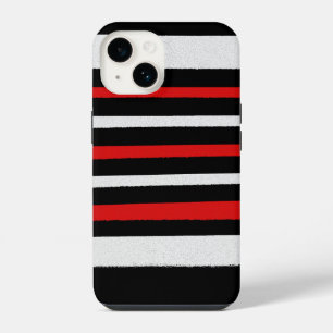 Black White Red Stripes Cool Simple Patterns iPhone 14 Case