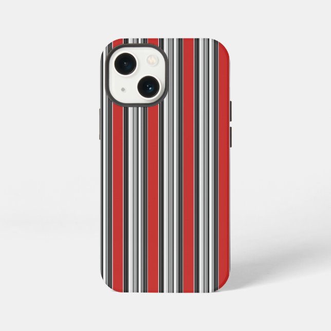 Black White Red Stripes Cool Simple Patterns iPhone Case (Back)