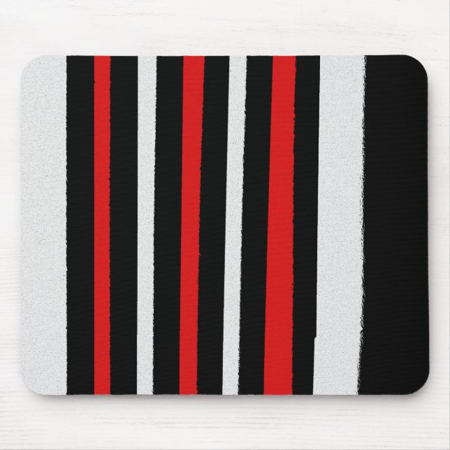 Black White Red Stripes Cool Simple Patterns Mouse Mat (Front)