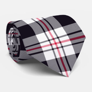 Black White Red Tartan Pattern Tie