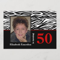 Black white red zebra print 50th birthday photo