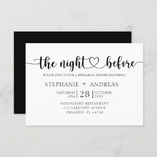 Black & White Rehearsal Dinner Wedding Invitation