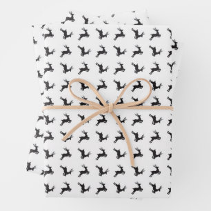 Black White Reindeer Christmas Wrapping Paper