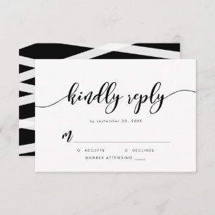 Black & White Relax Script Kindly Reply RSVP Card