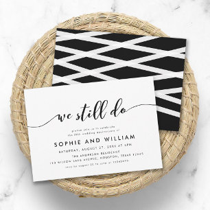 Black White Relax Script Wedding Anniversary Party Invitation