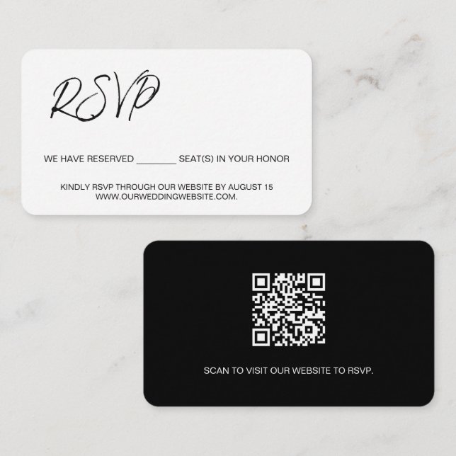 Black white reserved seats template QR CODE (Front/Back)