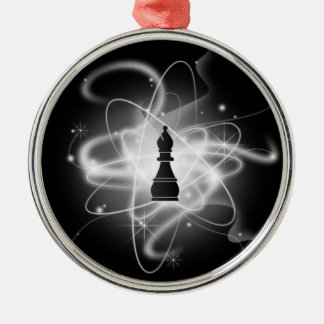 Black & White Retro Atomic Chess Piece - Bishop Metal Tree Decoration