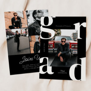 Black & White Retro Bold Class of 2024 Graduation Invitation