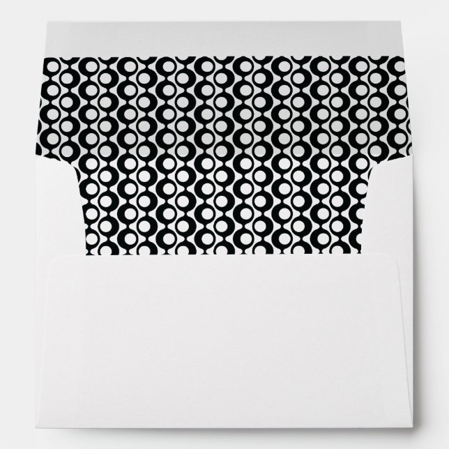 Black & White Retro Circles Pattern-Lined Envelope (Back (Bottom))