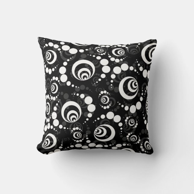 Black White Retro Crop Circles Cushion (Front)
