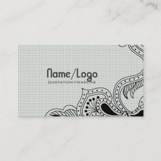 Black & White Retro Flower Design-Template Business Card