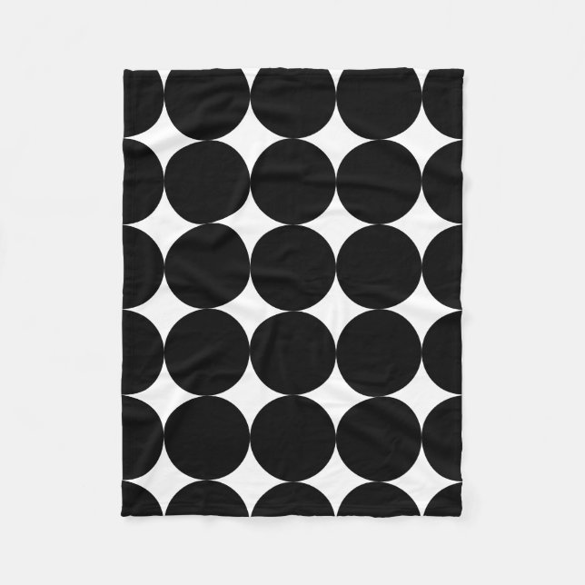 Black White Retro Geometric Circle Pattern Fleece Blanket (Front)