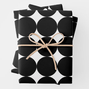 Black White Retro Geometric Circle Pattern   Wrapping Paper Sheet