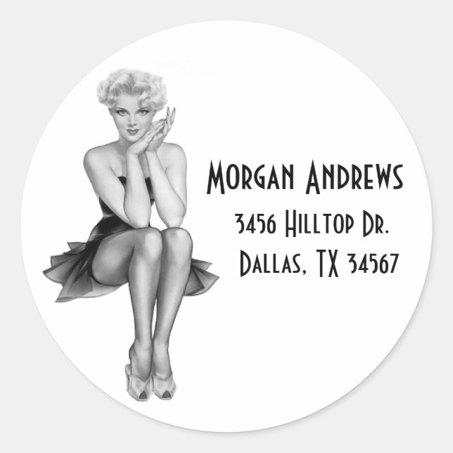 Black & White Retro Glam Address Label (Front)