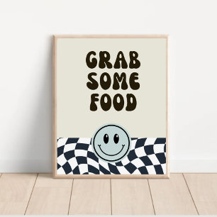 Black & white retro grab some food food sign