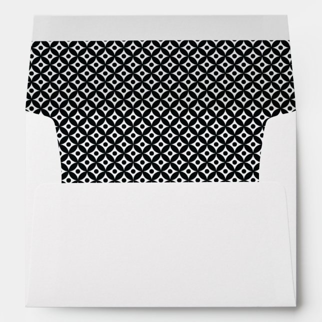 Black & White Retro Pattern-Lined, Circles Envelopes (Back (Bottom))