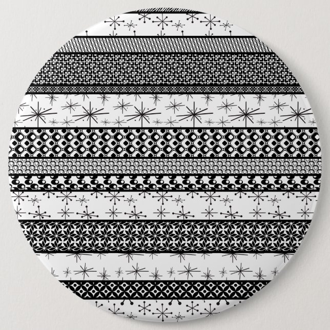 Black & White Retro Pattern Stripes 1 6 Cm Round Badge (Front)