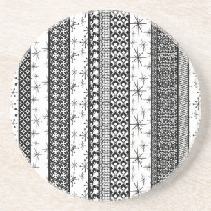 Black & White Retro Pattern Stripes 1 Coaster