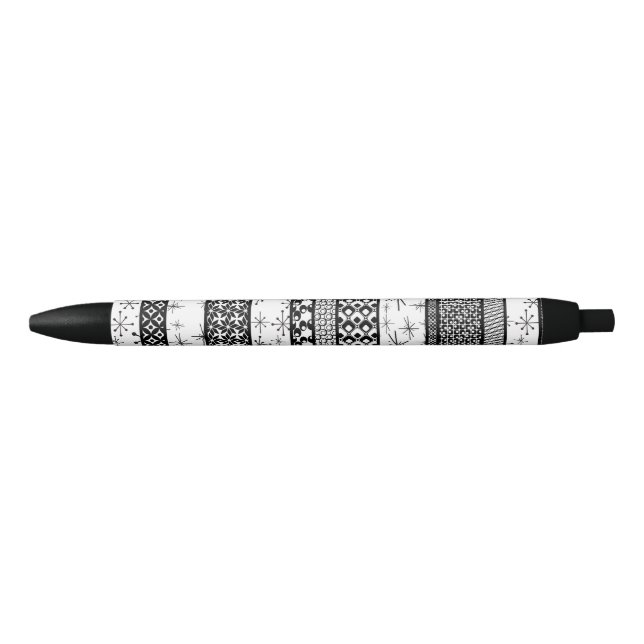 Black & White Retro Pattern Stripes 1 Ink Pen (Front)