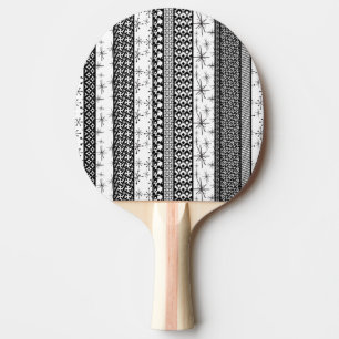 Black & White Retro Pattern Stripes 1 Ping Pong Paddle