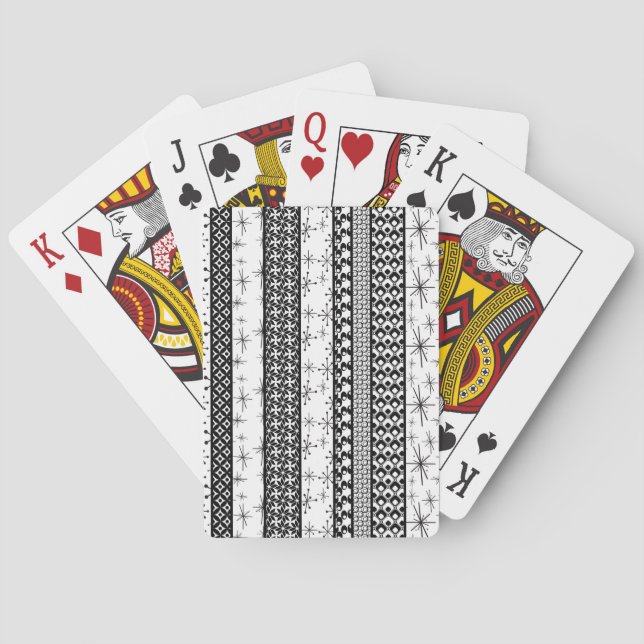 Black & White Retro Pattern Stripes 1 Playing Cards (Back)